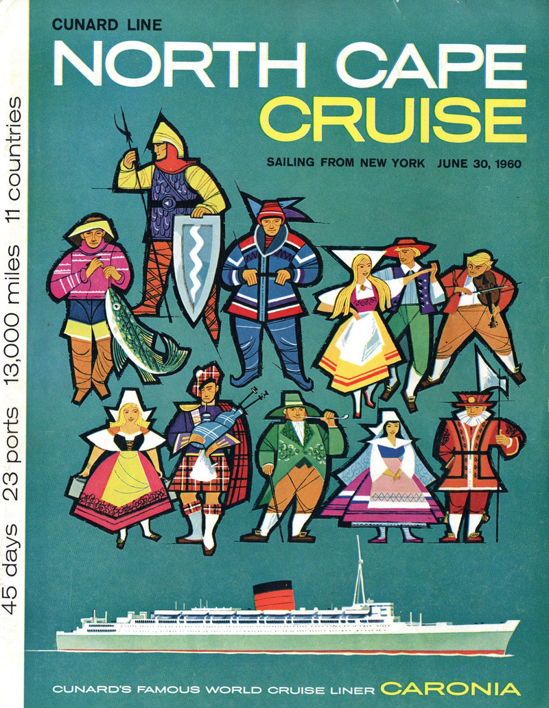 CARONIA: 1949 - North Cape cruise brochure 1960 + separate deck plan
