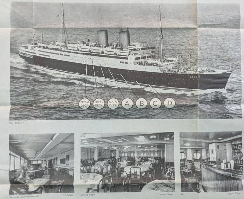 BERLIN: 1925 - First & Tourist deck plan w/ photos from 1960
