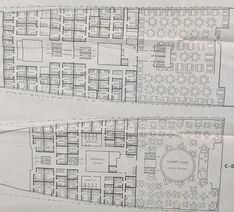 BERLIN: 1925 - First & Tourist deck plan w/ photos from 1960