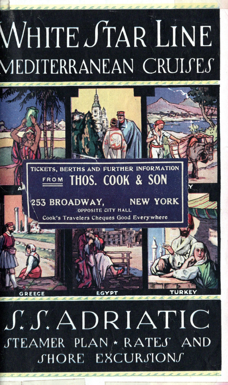 ADRIATIC: 1907 - Colorful cruise brochure & deck plans from 1929