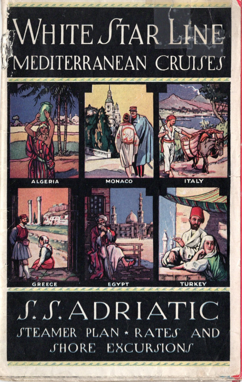 ADRIATIC: 1907 - Very large 1929 cruise brochure & deck plan w/ interiors