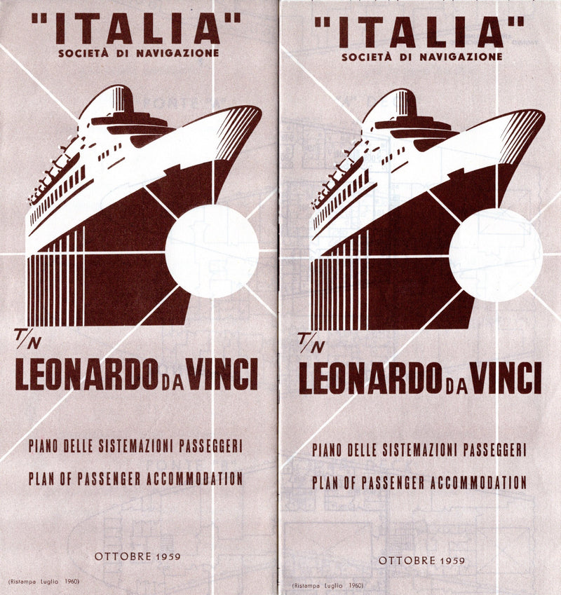 LEONARDO DA VINCI: 1960 - Pre-maiden voyage deck plan from 1959