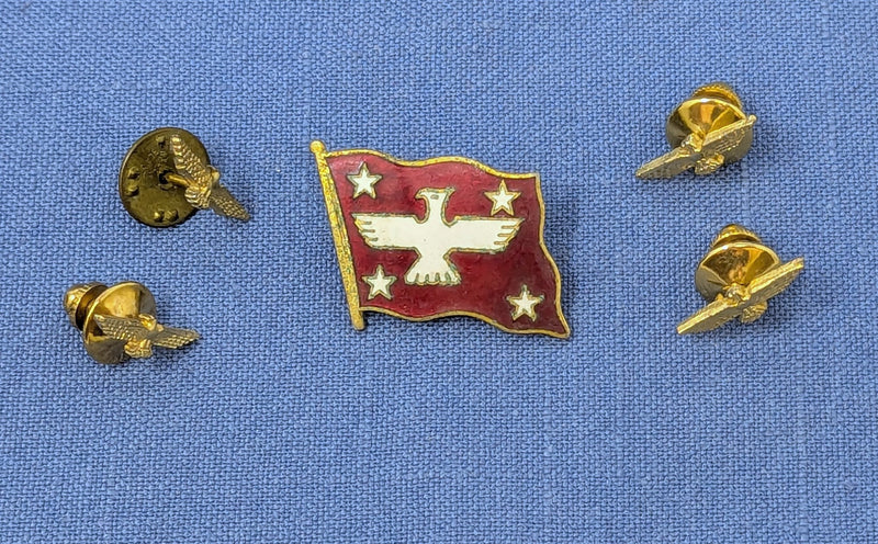 Various Ships - American President Lines houseflag lapel pin & 4 eagle tie tacks