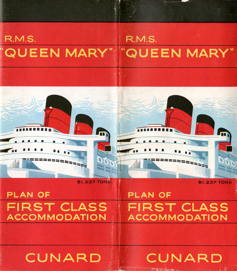 QUEEN MARY: 1936 - Great deck plan! First Class w/ color photos from 1950s/60s