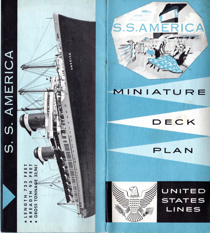 AMERICA: 1940 - Miniature 2-class deck plan from '63 w/ interiors