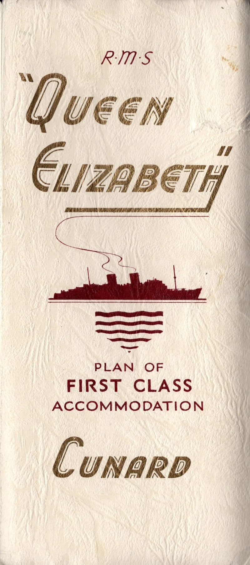 QUEEN ELIZABETH: 1940 - Ultra-deluxe First Class deck plan from 1954