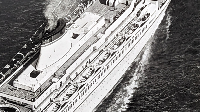 LEONARDO DA VINCI: 1960 - Large ad-mock photograph w/ air-brushed white hull
