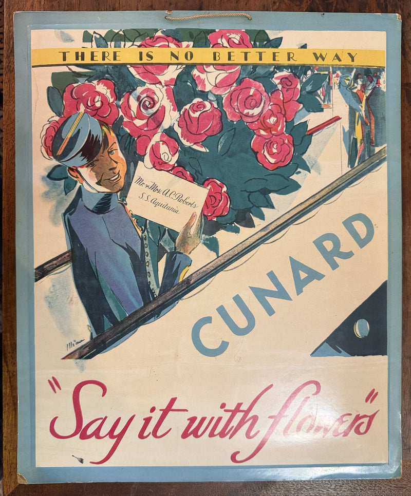 AQUITANIA: 1914 - 1930s "say it with flowers" promo sign