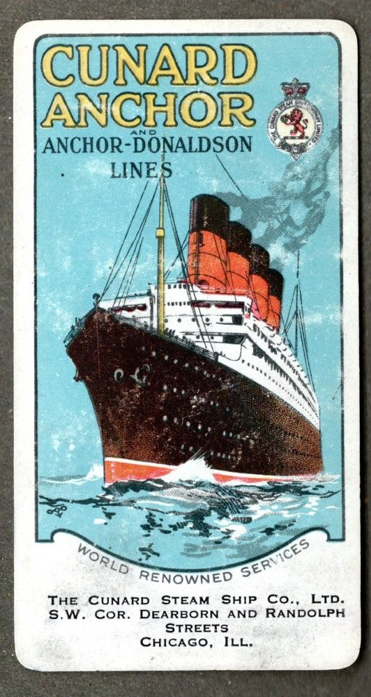 AQUITANIA: 1914 - Celluloid portrait card w/ 1924 calendar