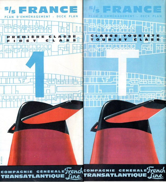 FRANCE: 1962 - Deluxe First & Tourist deck plan set