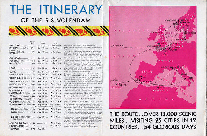VOLENDAM: 1921 - Big 1933 cruise brochure w/ deck plans & interiors