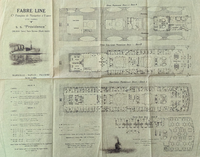 PROVIDENCE: 1920 - First Class deck plan from 1920