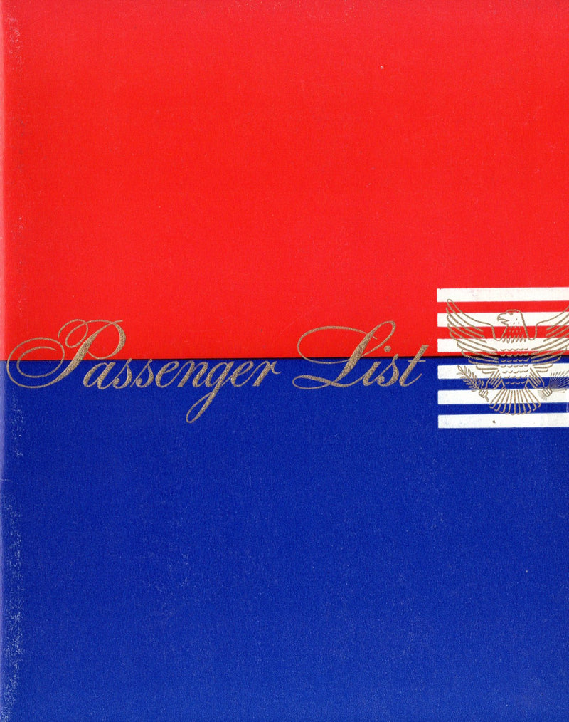 UNITED STATES: 1952 - Busy First Class pax list Aug. 20, 1959