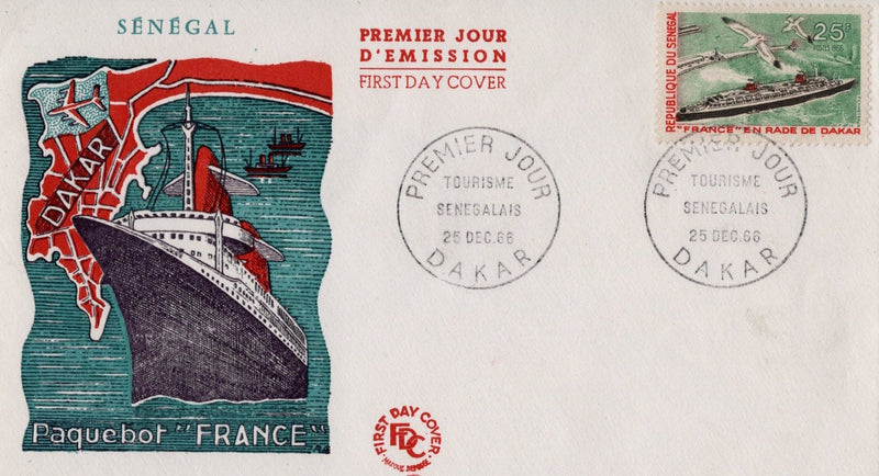 FRANCE: 1962 - Special cachet for first visit to Dakar on 12/25/66