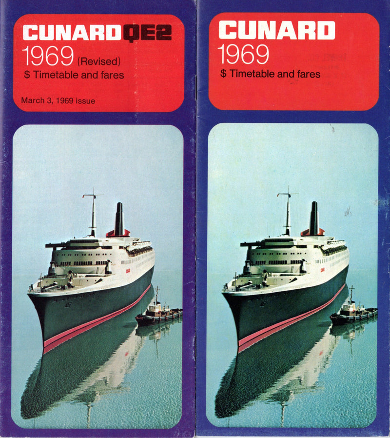QE2: 1969 - A tale of 2 maiden voyage sailing schedules from '68 & '69