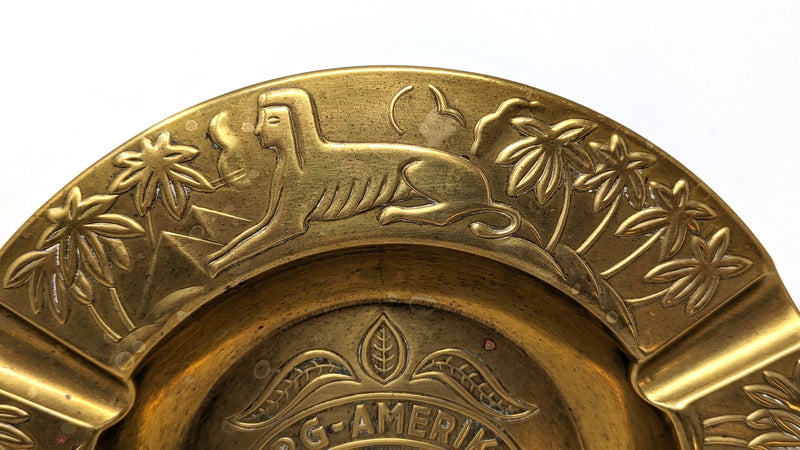 Various: pre-war - Impressive stamped brass HAPAG ashtray w/ Egyptian design