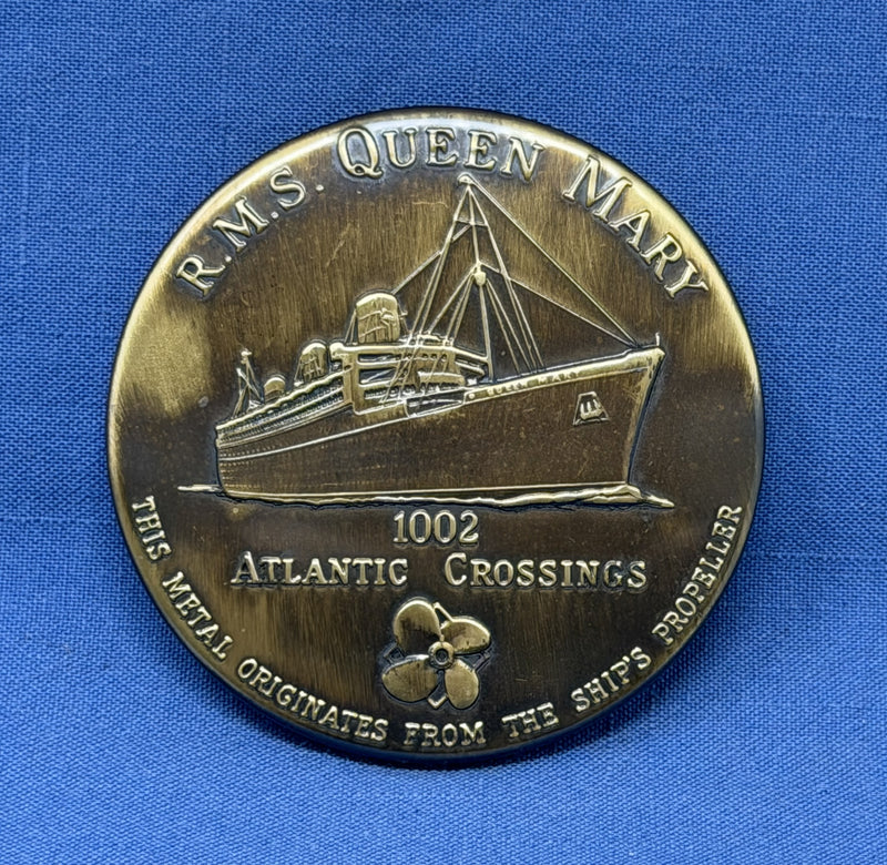 QUEEN MARY: 1936 - Bronze medallion made from propeller