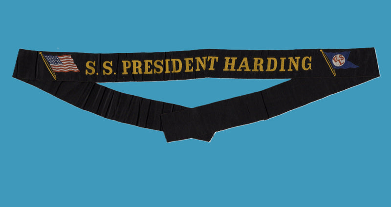 PRESIDENT HARDING: 1922 - Hat ribbon w/ gold lettering