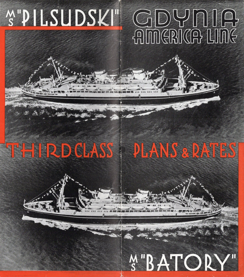 PILSUDSKI & BATORY - 3rd Class deck plan w/ interiors & rates