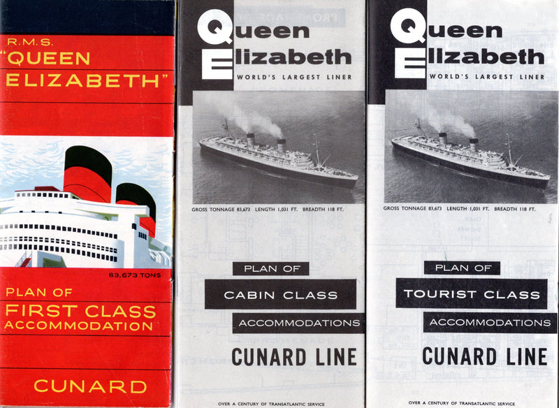 QUEEN ELIZABETH: 1940 - Deck plan set - First, Cabin & Tourist