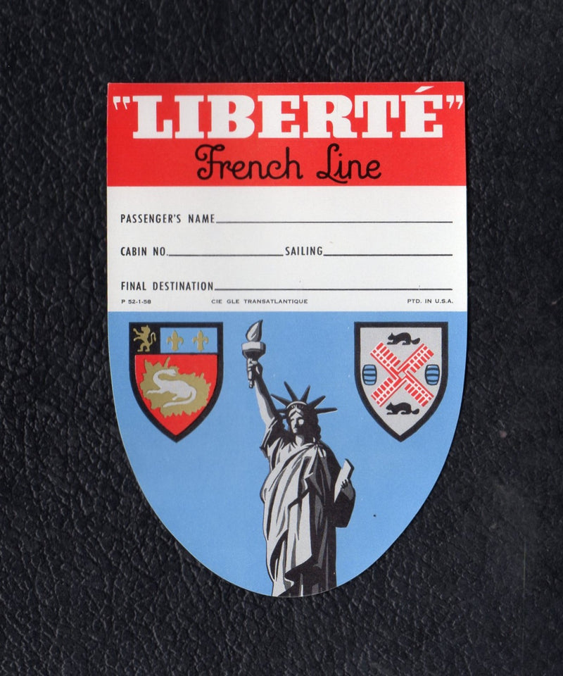 LIBERTE: 1930 - Large baggage shield-shaped baggage sticker