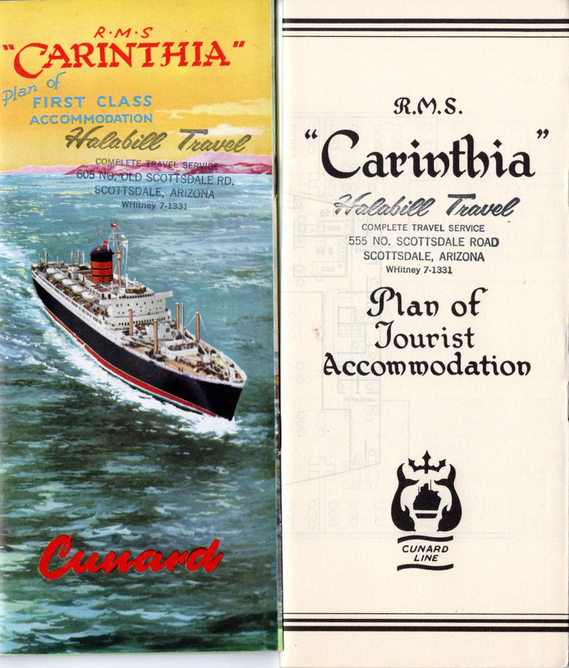 CARINTHIA: 1956 - First & Tourist deck plan set