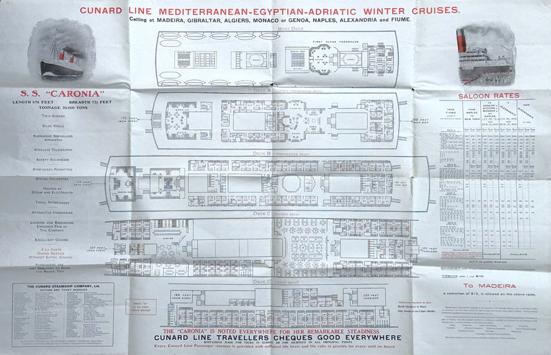 CARONIA: 1905 - Circa 1914 cruise deck plan