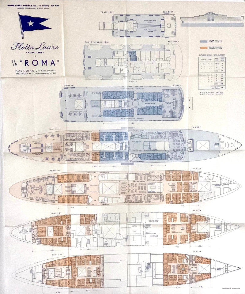 ROMA: 1943 - Tissue deck plan from 1953