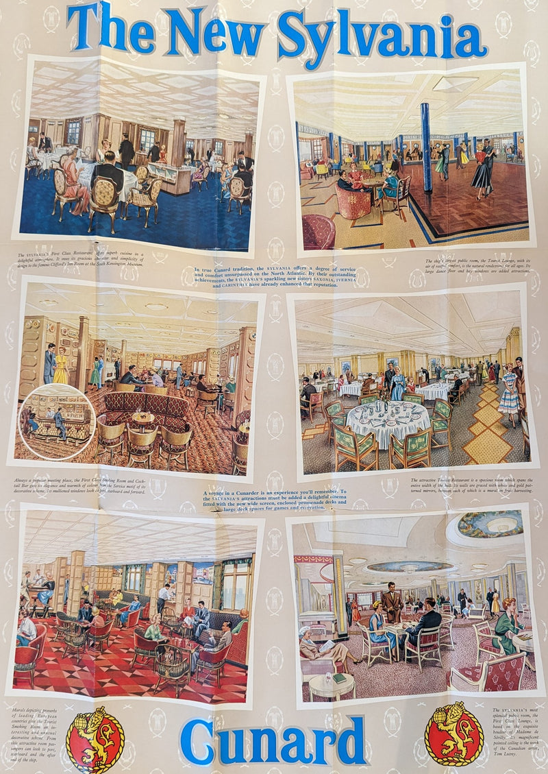 SYLVANIA: 1957 - Pre-maiden voyage interiors brochure w/ silver trim