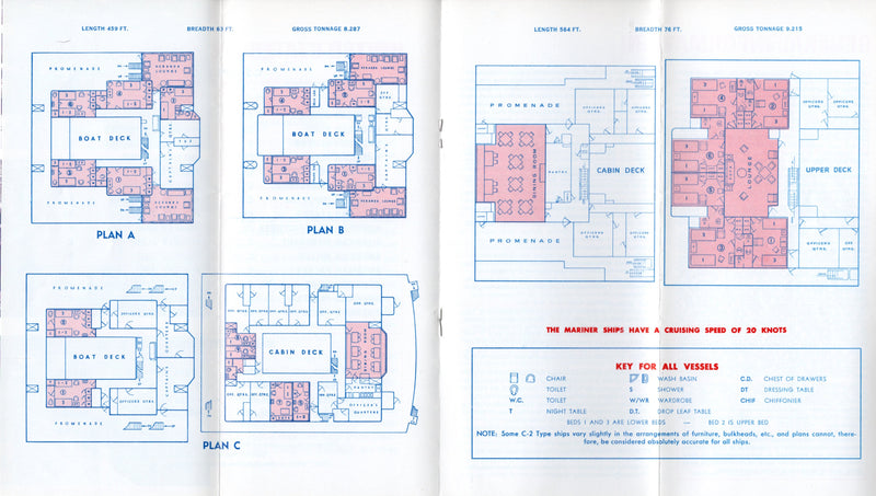 Various Ships - 1964 United States Lines "Popular Trips on Cargo Ships"
