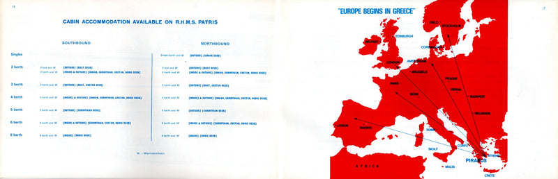 PATRIS: 1950 - Large travel agency "Berthing Plan" booklet form 1960s