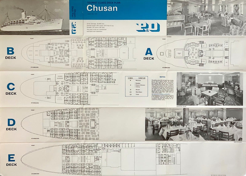 CHUSAN: 1950 - First & Tourist deck plans