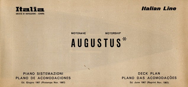 AUGUSTUS: 1952 - Fold-out deck plan w/ interior photos