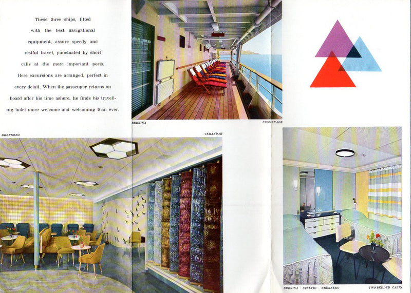 BERNINA, STELVIO & BRENNERO: 1959 - Deck plan & interiors brochure