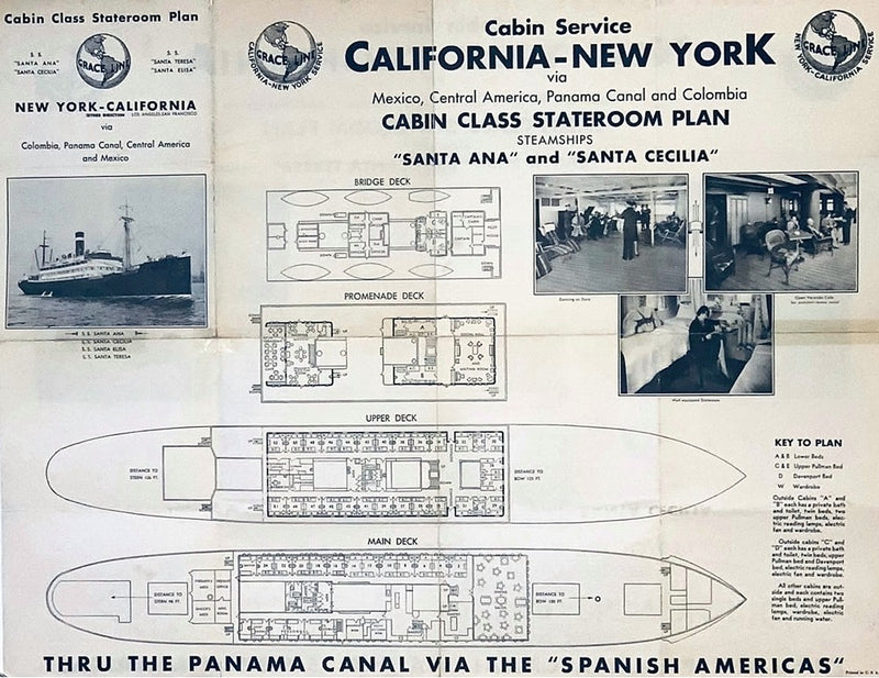 Various: pre-war - Circa 1931 Grace Line intercoastal fleet deck plans