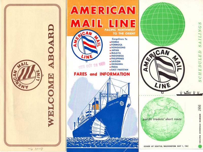Various Ships - 6 American Mail Line brochures from 1960s