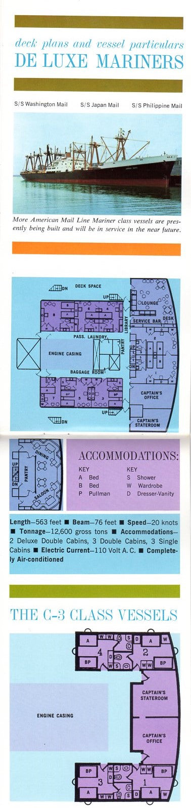 Various Ships - 6 American Mail Line brochures from 1960s