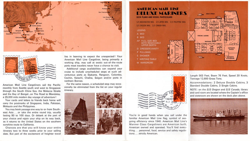 Various Ships - 6 American Mail Line brochures from 1960s