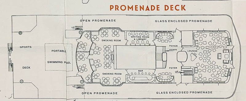 NOORDAM & ZAANDAM - Rare 1938 deck plan - 1 ship survived WW2, 1 didn't