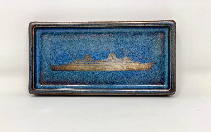 KUNGSHOLM: 1966 - Silver inlay Argenta portrait dish