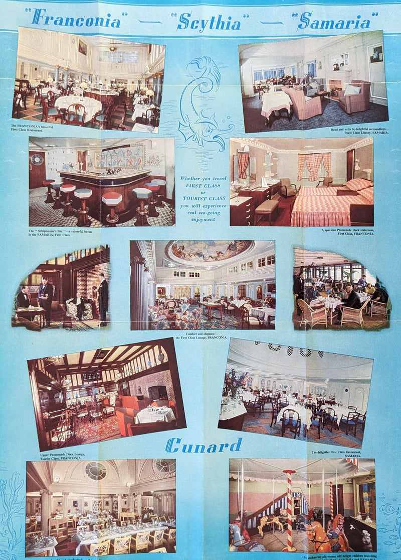 SCYTHIA, SAMARIA & FRANCONIA - Circa 1950 color interiors brochure