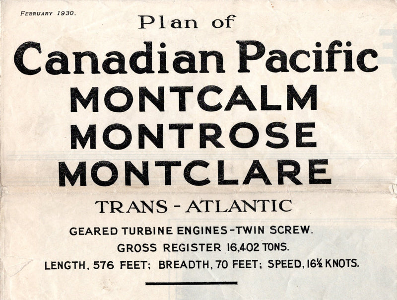 MONTCALM, MONTROSE & MONTCLARE: 1922 - 1930 deck plan w/ interior photos