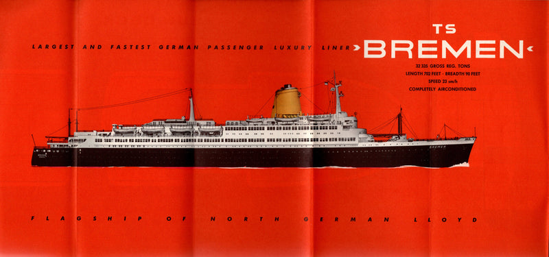 BREMEN: 1939 - Circa 1958 cruise deck plan booklet w/ cabin views