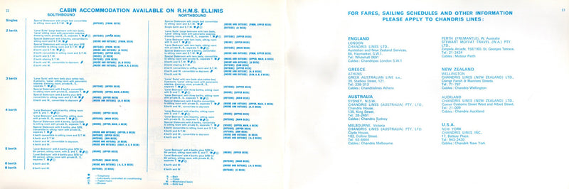 ELLINIS: 1933 - Large "Berthing Plan" from 1960s