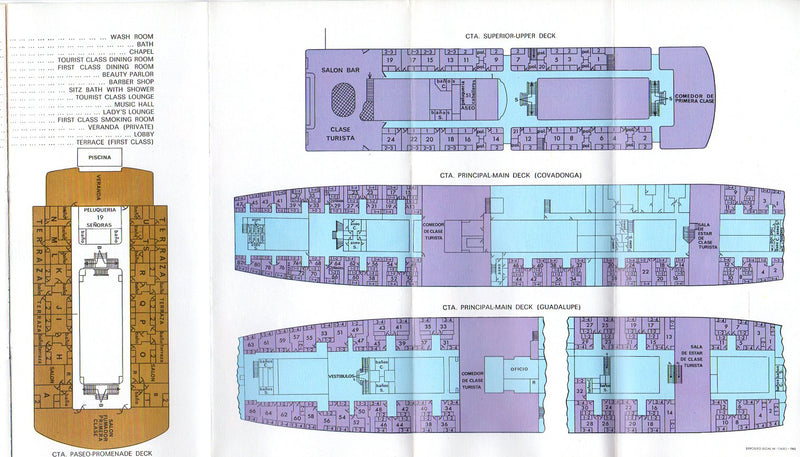 COVADONGA & GUADALUPE: 1953 - Interiors & plans 1965
