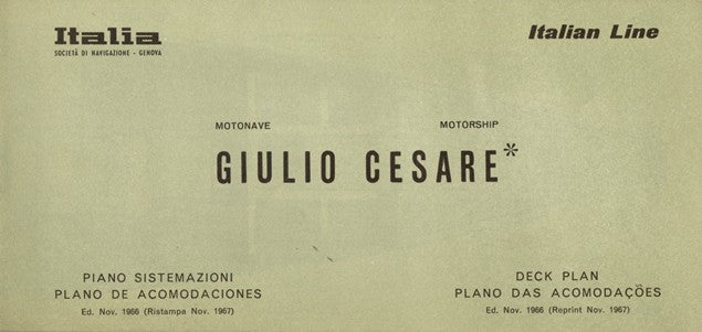GIULIO CESARE: 1951 - Fold-out deck plan w/ interior photos