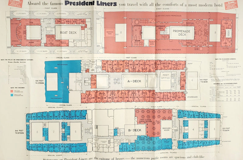 Various: pre-war - 1920s American Mail Line "535" Class deck plans