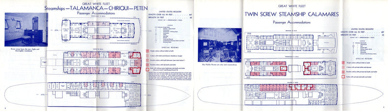 Various: pre-war - 1930s United Fruit Co. "Great White Fleet" fleet deck plans