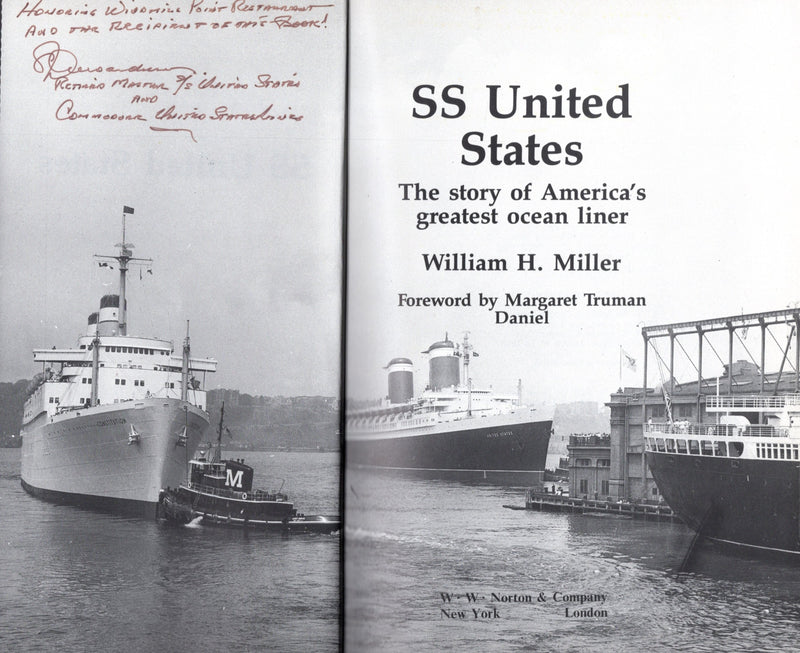 UNITED STATES: 1952 - "The Story of America's Greatest Ocean Liner" signed twice by Capt. Alexanderson