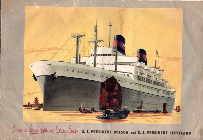 PRESIDENT CLEVELAND & PRESIDENT WILSON - Large 1949 deck plan w/ route map & interiors